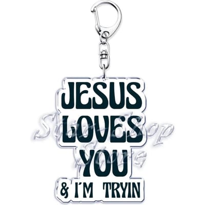 Jezus Houdt Van Jou Letter Sleutelhangers Christelijke God Bijbelcitaat Sleutelhanger voor Accessoires Tas Hanger Sleutelhanger Sieraden Fans Liefhebber Cadeau white
