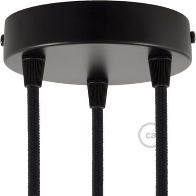 Metalen plafondkap geschikt voor 3 lampen Ø12cm - zwart