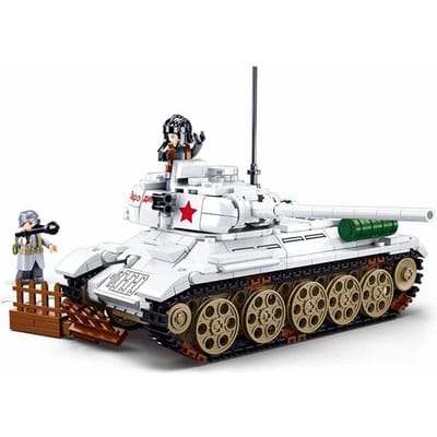 518 STUKS 0978 WOII T-34/85 Tank Auto Blok Winter Tegenoffensief Wereldleger Soldaat Kinderen Blokken Speelgoed