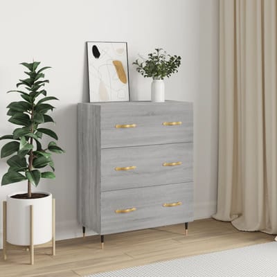 vidaXL - Dressoir - 69,5x34x90 - cm - bewerkt - hout - grijs - sonoma - eikenkleurig