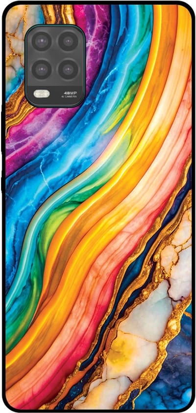 Smartphonica Telefoonhoesje Geschikt voor Xiaomi Mi 10 Lite met Regenboog Goud Marmer Opdruk - TPU Backcover Case Rainbow Gold Marble Design geschikt voor Xiaomi Mi 10 Lite