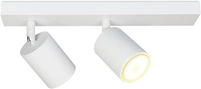 Glitzerlife Plafondspot, 2 lichtpunten, wit, plafondspot, GU10, plafondlamp, moderne plafondlamp, spot, draaibaar, 350 graden, max. 25 W, wandspot voor keuken, slaapkamer, balkon