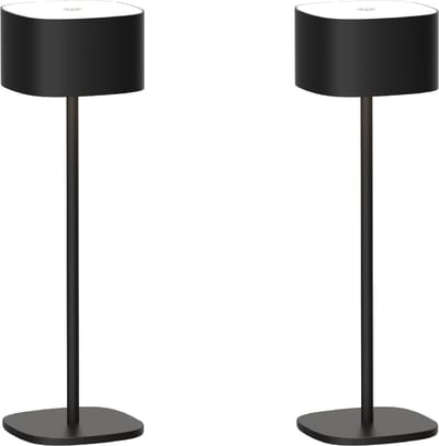 Luxus Europe - Tafellamp Milos - Set van 2 Zwart - Draadloze Tafellamp Binnen & Buiten - Oplaadbaar - USB-C - Dimbaar - Warm Wit - Waterbestendig