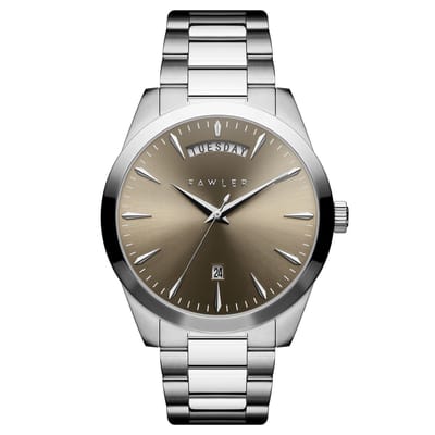 Eric | Bruin en Zilverkleurig Roestvrijstalen Horloge met Dag en Datum