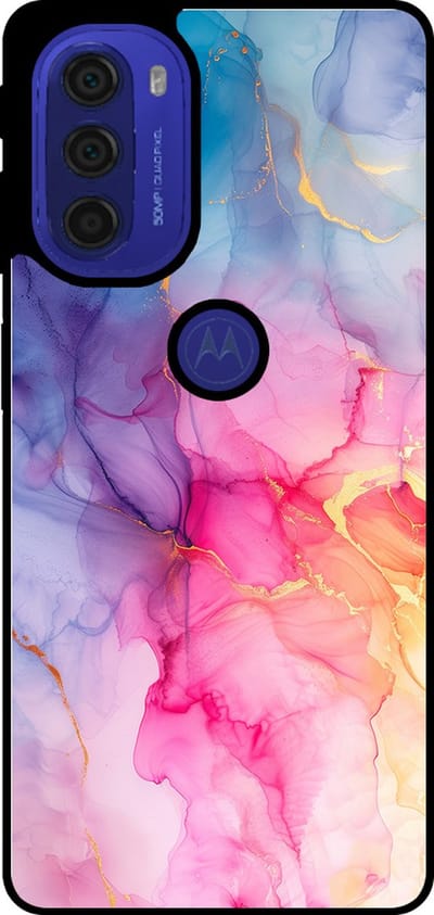 Smartphonica Telefoonhoesje Geschikt voor Motorola Moto G51 met marmer opdruk - TPU backcover case marble design - Regenboog geschikt voor Motorola Moto G51