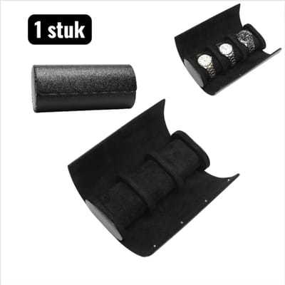 1 stuk - Horlogeboxen - Reis Horloge Etui - Drie-Horloge Opbergdoos met Zacht Inleg - Compact & Lichtgewicht voor Veilig Transport - Anti-Kras en Stofvrij - Zwart