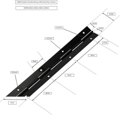 Grote Scharnierband 400/31 mm - Deelbaar en Inkortbaar Metalen Scharnier voor Meubels