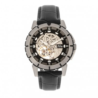 Reign Philippe automatisch skelet horloge met leren band