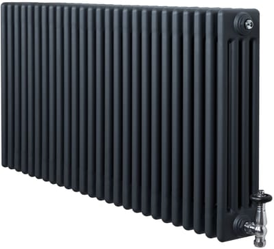 4-kolomsradiator - grijs - 600x1190 mm - thermostaatkraan