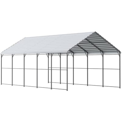 Abri de voiture métallique 13' x 26' Robuste Abri d'extérieur pour voiture Garage pour bateaux