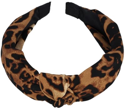 Haarsoires Haarband Diadeem 3cm – Knoop - Panterprint – Bruin Beige Zwart - Zachte Haarbeugel - voor Dames & Meisjes