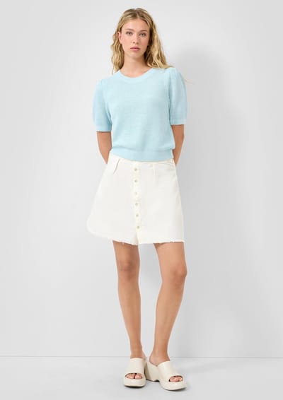 Mini Rok met Geweven Ruiten en Knopen Vrouwen QS