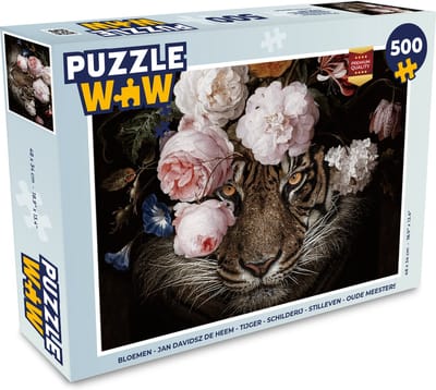 Puzzel Bloemen - Jan Davidsz de Heem - Tijger - Schilderij - Stilleven - Oude meesters - Legpuzzel - Puzzel 500 stukjes