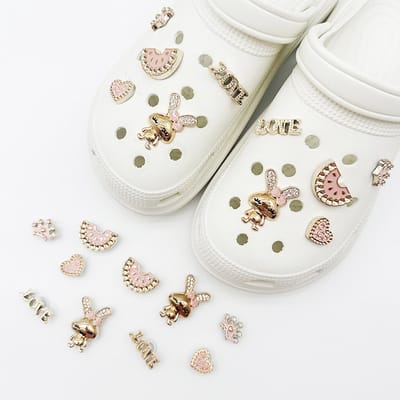 Schoenaccessoires-geschikt voor crocs charms- geschikt voor crocs pins- geschikt voor crocs Accessoires- geschikt voor Crocs Jibbitz-Kroonkonijn [10 stuks met sluiting]