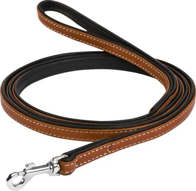 WAUDOG Soft Hondenriem / Hondenlijn - Echt Leder - Bruin - Breedte: 13 mm - Lengte: 122 cm