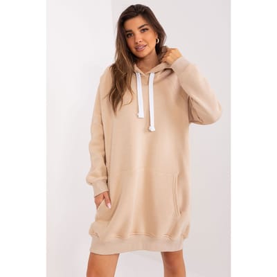 Cozy Street Hoodie Dress - Beige / One Size
