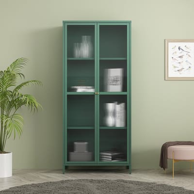 Vitrinekast Säkylä 180x80x35 cm dennengroen [en.casa]