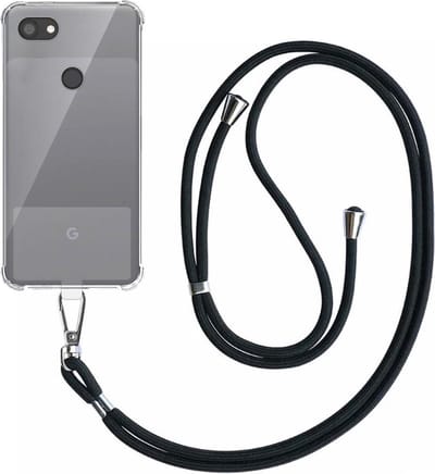 Telefoonhoesje Geschikt voor Google Pixel 3A Transparant ShockProof met Afneembaar Universeel Telefoonkoord - Cover Case Siliconen ShockProof with Lanyard - Smartphonica geschikt voor Google Pixel 3A