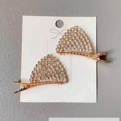 2 stuks Strass Kattenoor Haarclips, Schattige Topclips voor Dames, Modieuze Haaraccessoires, Ontwerp voor Terug Naar School, Halloween Decoratie one-size