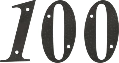 AMIG Huisnummer 100 - massief gesmeed staal - 10cm - incl. bijpassende schroeven - zwart