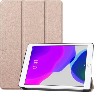 Hoes - Geschikt voor Apple iPad 7 (2019) - 10.2 inch - 7e Generatie - Dun & Stevig - Trifold Bookcase - Hard Cover - Hardcover Book Case - Tablet Hoesje - Goud