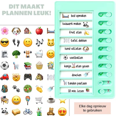 Hebruikbaar Planbord Mint met Stickers - Dagplanner Kind en Volwassenen - Schoolspullen