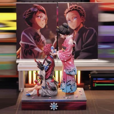Demon Slayer 27cm GK Popart Akaza Koyuki Figuur Kersentak Scène Beeldje Bureau Ornament Cadeaus Anime Verzamelmodel Speelgoed brown