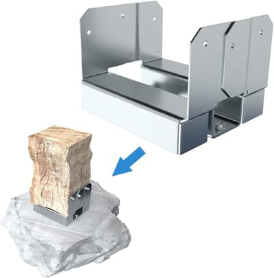 Paal Basis Beugel - Beton Ankers Dekpaal - Terras Bouwen - Verhoogt Paal 1 Inch - 4x4 Inch - Gegalvaniseerd