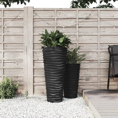 vidaXL - Plantenbak - met - uitneembare - bak - geribbeld - 18/45 - L - PP - antraciet
