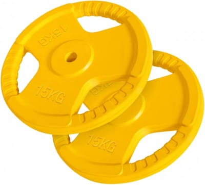 Gorilla Sports Halterschijven 30 kg - 2 x 15 kg - Gripper Gietijzer met Coating - 30 mm
