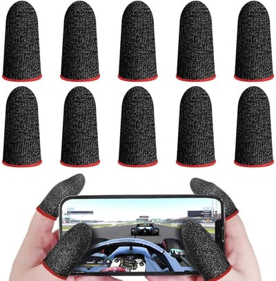 Vingerbeschermers voor Gaming, 10 Stuks Zilver, Touchscreen, Zweetbestendig en Ademend, Geschikt voor Alle Apparaten en Verbeterde Precisie