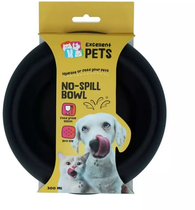 Excellent Pets Anti-knoei Voer- en Drinkbak Hond en Kat - 800 ml - Voerbak met Antislip - S - Morsbestendige Rand - Siliconen Drinkbak - Antraciet