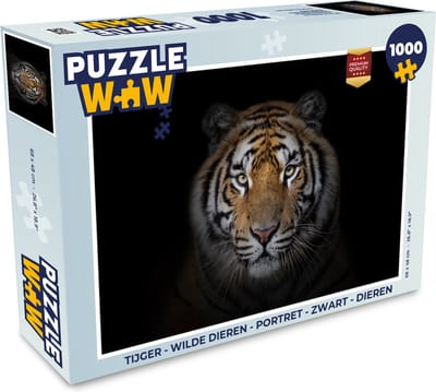 Puzzel Tijger - Wilde dieren - Portret - Zwart - Dieren - Legpuzzel - Puzzel 1000 stukjes volwassenen