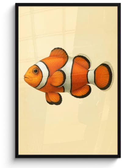 Poster in lijst - Fotolijst 80x120 cm - Posters - Vis - Oranje - Strepen - Posterlijst zwart - Decoratie - Wanddecoratie woonkamer - Muurdecoratie slaapkamer
