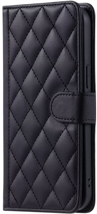Hoesje geschikt voor iPhone 16e - Bookcase - Pasjeshouder - Koord - Kunstleer - Zwart