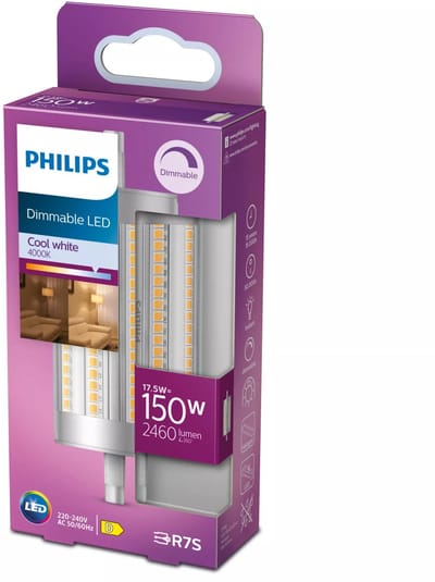 Philips LED Staaflamp Transparant - 150 W - R7S - Dimbaar koelwit licht