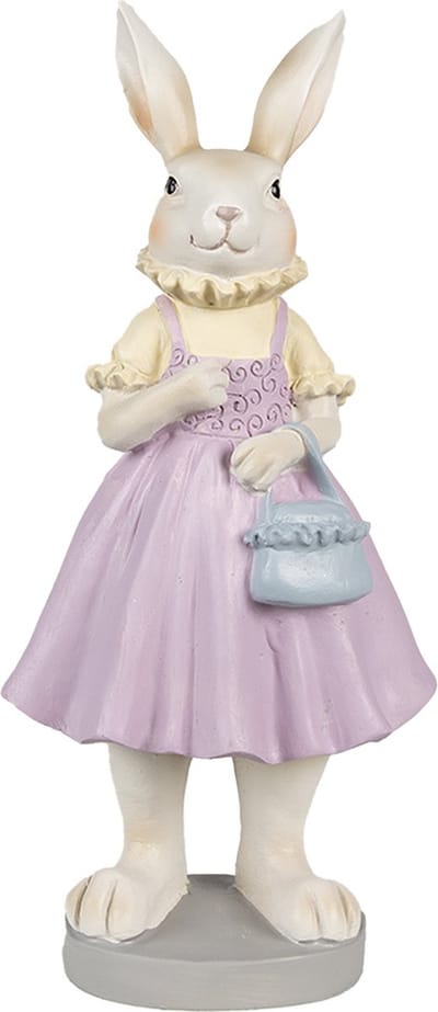 Clayre & Eef Beeld Konijn 12x10x27 cm Bruin Paars Polyresin