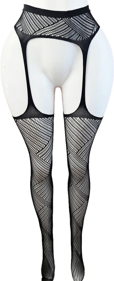 BamBella ® - Panty -Onesize - open kruis hoge kousen broek Dames - Onesize - sexy Erotische lingerie van kant zwart