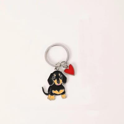 Porte-clés en métal mignon teckel porte-clés bouledogue porte-clés corgi porte-clés chien de compagnie porte-clés cadeau pour meilleur ami white