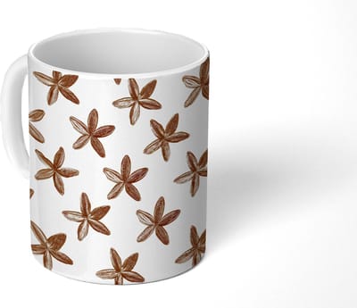 Mok - Koffiemok - Sterren - Bruin - Natuurlijk - Mokken - 350 ML - Beker - Koffiemokken - Theemok