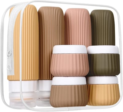 SnelShoppen - Pack van 8 Reisbottles Silicone Reisset 30/90ml, Lekvrij, Transparante Tas, Perfect voor Toilettas, Reizen, Camping, Vakantie, Beauty, S