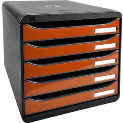 Exacompta Big Box Plus Iderama Oranje glanzend, 5 open laden A4/A4+/24x32, geruisloos, veiligheidsstop, stapelbaar