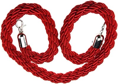 Gevlochten touw barrière - Kamerverdeler Touw - Publiekscontrole Evenementen - Met Karabijnhaken - 1 meter - Rood