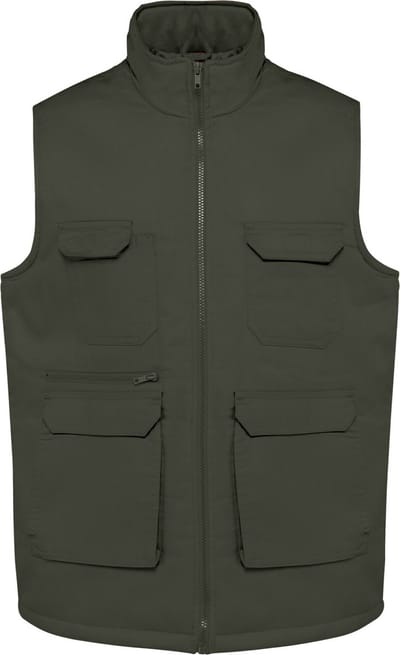 WK. Designed To Work Gewatteerd unisex gilet in polykatoen met veel zakken WK607 - Dark Khaki - 3XL