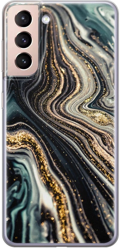Leuke Telefoonhoesjes - Hoesje geschikt voor Samsung Galaxy S21 - Marmer swirl - Soft case - TPU - Marmer - Multi