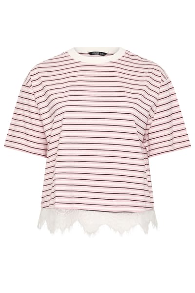 Limited Collection Roze Gestreept Tshirt Met Kanten Zoom Size 38