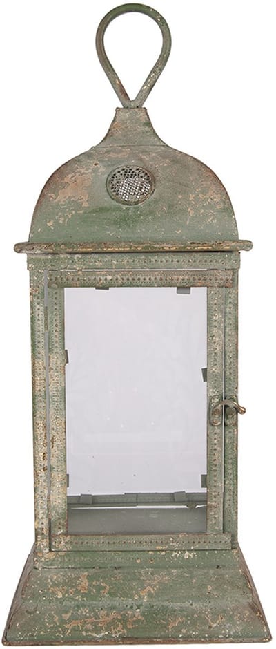 Clayre & Eef Lantaarn 20x20x49 cm Groen Metaal