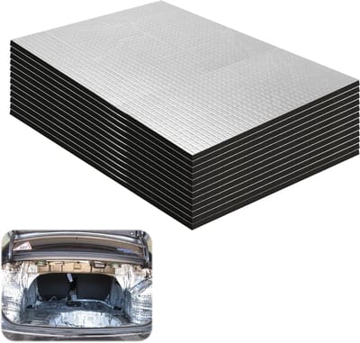 Set van 12 Geluidsisolerende Matten voor Auto's - Zelfklevende Aluminium Butyl Matten voor Geluidsisolatie, Warmte-isolatie en Waterdichtheid - 250 x 180 x 5 mm