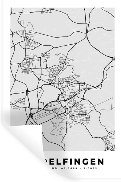 Muurstickers - Sticker Folie - Plattegrond - Duitsland - Sindelfingen - Stadskaart - Kaart - 20x30 cm - Plakfolie - Muurstickers Kinderkamer - Zelfklevend Behang - Zelfklevend behangpapier - Stickerfolie