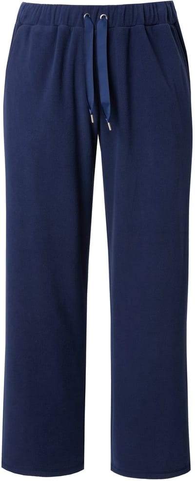 Ulla Popken - Dames - Loungewear broek fleece elastische tailleband gerecycled - Nachtblauw - Maat 62+
